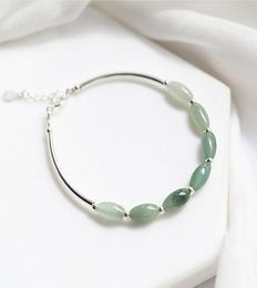 S925 Sterling Silver Charm Bracelet Jade Beads Women Fresh And Simple Original Girlfriends Jewellery Niche Design Retro Accessories9084713