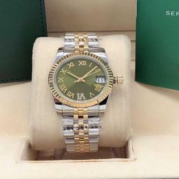 High quality gold fashion ladies dress watch 31mm date sapphire automatic mechanical watches stainless steel bracelet womens water201Y