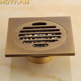 . High Quality Antique Brass Carved Flower Art Bathroom Accessory Floor Drain Waste Grate100mm 100mm YT 2104 231225