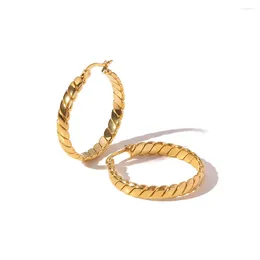 Stud Earrings Stainless Steel PVD 18K Gold Plated Tarnish Waterproof Big Size Twist Hoop For Woman Jewelry Wholesale Trendy