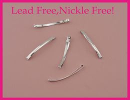 50PCS Silver Finish 60CM 235quot plain Slim Metal Hair Snap barrettes hair clips for hairpiece clip findings at lead nick7333087