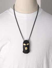 Black CounterTerrorism Mask Pendant Necklace Hip Hop Jewellery Cubic Zirconia Cuban Link Chain Necklaces Men Women Rapper Punk Acce2427769