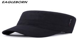 EAGLEBORN 2020 Classic Vintage Flat Top Mens Washed Caps And Hat Adjustable Fitted Thicker Cap Winter Warm Military Hats For Men T9130913