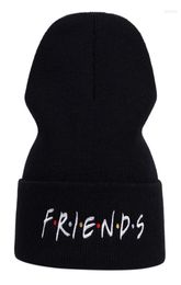 Berets FRIENDS Embroidery Beanie Hat Winter Autumn Cotton Flexible Knitted Hats Men Women Hip Hop Beanies Outdoor Warm Wool3778250