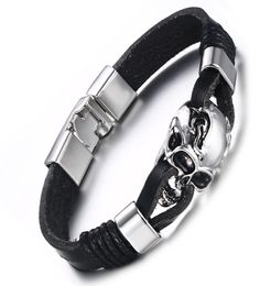 Mens Charm Genuine Leather Skull Multicolor Cuff Bracelet Fashion Jewellery Nightclub Party Male Skeleton Bangle Bracelets1952647