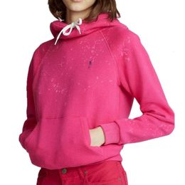 Ralphs Laurens Pink Polo Hoodie Designer Fashion Women's Casual Sports Pullover Solid Colour Hoodie Pure Cotton Long Sleeved Zippered Jacket