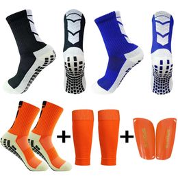 A Set Non-Slip Football Socks Towel Bottom With High Elasticity Soccer Leg Sleeves Shin Guard Adults Kids Sport Protective Gear 231225