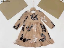 New girl dress Long sleeved baby dresses Size 100-150 designer child skirt Cartoon animal pattern printing toddler frock Dec20