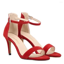 Sandals Women Summer Sexy Pumps 9cm Thin Heel Open Toe Ankle Strap High Heels Lady Stilettos Party Red Wedding Shoes Large Size