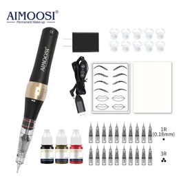 AIMOOSI M7 Tattoo Machine set Microblading Eyebrow PMU Gun Pen Needle Permanent Makeup Machine Professional Supplies Beginner 231225