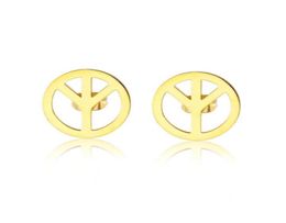 Stud Stainless Steel Delicate Gold Peace Sign Women Fashion Earrings Jewelry Gift For Him5314476