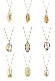 Virgin Mary Pendant Necklace Gold Bijoux Crystal Necklace Women Fashion Pendant Catholic Jewelry5953977