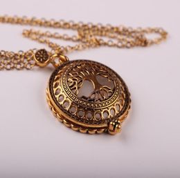 WholeLife of tree magnifying glass pendant Long Necklaces Vintage hollow out pendant Bronze Plated Jewelry For women4378497