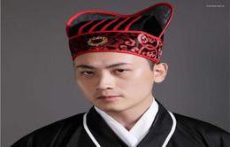 Berets Adult Men Ancient Hat Chinese Traditional Headdress Hanfu Yellow Red Vintage Cosplay Outfit For1207916