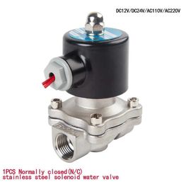 Valves Stainless steel Electric Solenoid 1/4" 3/8" 1/2" 3/4" 1" Normally Closed Pneumatic for Water Oil Air gas 12V/24V/220V/110V 210727