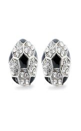 New Cute Crystal Rhinestone Soccer Stud Earrings For Women Girls Fashion Post Earrings Creative Jewellery Football Accessories Silve2564500