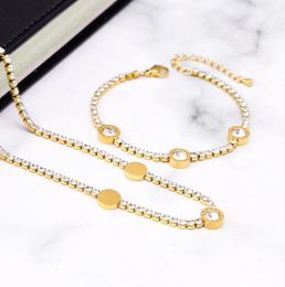 Roman zirconium bracelet necklace designer chain link clover luxury unisex nail mens love gold tennis charm cable men flower chain5328708