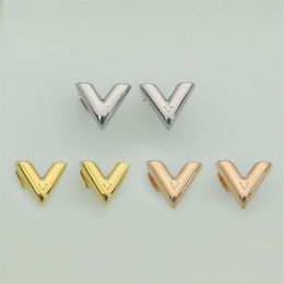 Factory Whole Fashion Jewelry Name Brand Titanium Earrings Gold Plated Stainless Steel Classic343e