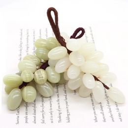 Fruit Room Ornaments Natural Stone Jade Bunch Grapes Healing Handmade Gem Crafts Reiki Home Desk Decoration Gifts 231225