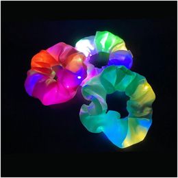 Flashing Hair Braid New Led Girls Scrunchies Hairbands Illuminated Large Intestine Scrunchie Diy Night Light Headwear Shining To Suppo Dhqae