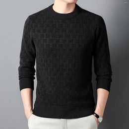 Men's T Shirts Male Chenille Crewneck T-Shirts Casual Long Sleeve Knit Versatile Fashion Sweater Jacquard Bottom Winter Coat