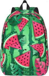 Backpack Casual Lightweight Watermelon Slices And Tropic Leaves Laptop Men Women Travel Bag Outdoor Canvas Daypack