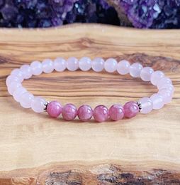 MG1234 6 mm AAA Pink Tourmaline Wrist Mala Bracelet Womens Self Love Handmade Rose Quartz Jewelry1677904