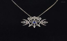 Pendant Necklaces Triple Crescent Moon With Pentagram Necklace Sigil Of Spirit Pagan Jewellery Wiccan Gothic Necklace15545471