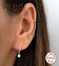 Hoop Huggie ROXI Simple Round Circle Crystal Earrings Gold Silver Pendientes 925 Sterling Chic Zircon Stone Women Earrings11823290