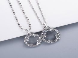 Europe America Retro Men Lady Women Cupronickel Silver Plated Long Chain Necklace With Engraved G Initials Pattern Pendan6731905