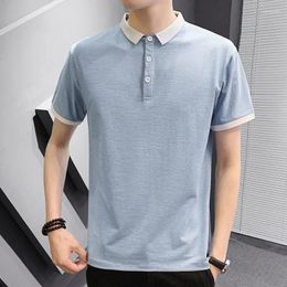 Men's T Shirts Fashion Men Short Sleeve Turn-Down Collar Clothing Summer Solid Color Casual Slim Oversized Shirt