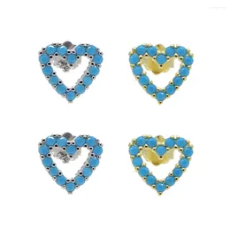 Stud Earrings 2023 Valentine's Day Gift For Lover Girlfriend Minimal Delicate Jewelry Turquoises Stone Paved Tiny Heart Shaped Earring