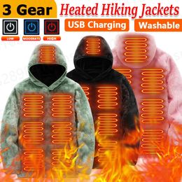 USB Heated Jacket Hoodies Fashion Long Sleeve Casual Coat 3 Gear Washable Women Sweatshirt With Hood Oversized Heated Clothes 231226