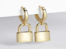 Dangle Chandelier Huggie Padlock Earrings Gold Silver Colour Female 925 Sterling Key Lock Drop For Women Men Ear Piercing Jewelry7335123