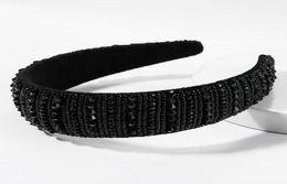 Rhinestone Girls Black Hairbands Full Diamond Headbands For Women Girls Solid Colour Hair Hoop Women Hair Accessories3973129