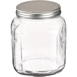 Storage Bottles 2-Quart Cracker Jar With Brushed Aluminium Lid Bulk Of Spices For Kitchen Jars Set 4 Sugar Container Freight Free