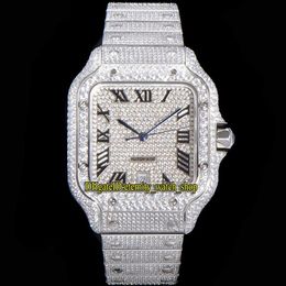 eternity Jewellery Watches 2021 TWF 4SA0005 Paved Diamonds ETA A2824 Automatic Mens Watch Fully Iced Out Diamond Dial Quick Switch S228A