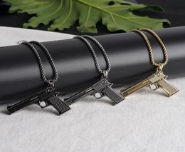 New Uzi Gold Chain Hip Hop Long Pendant Necklace Men Women Fashion Brand Gun Shape Pistol Pendant Maxi Necklace HIPHOP Jewelry6178929