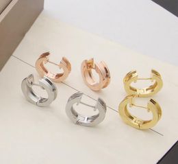 Europe America Fashion Style Lady Women Stainless Steel 18K Gold Engraved B Initials Small Hoop Earrings 1Pairs 3 Color6192367