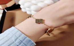 Popular Clover Charm Bracelet Gold Plated Titanium Steel Necklace Earring for Women Gift5499058