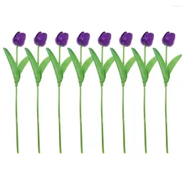 Decorative Flowers 8 Pcs Simulation Tulip Party Decoration Tulips Branch Fake For Home Artificial Purple Bouquet Bedroom