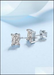Stud Earrings Jewelry Princess Cut 2Ct Diamond Test Passed Rhodium Plated 925 SierColor Couple Gift 220211 Drop Delivery 2021 J3Dq83906219