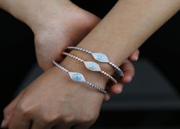 New Turkish Evil Eye Charm Bangle Bracelets For Women Fatima Lucky Cubic Zircon tennis chain Bangle wedding Jewellery whole8914653