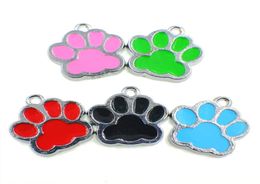 50pcs HC356 Pretty Enamel Cat DogBear Paw Prints hang pendant fit Rotating Key Chain Keyrings bag Jewellery Making4624392