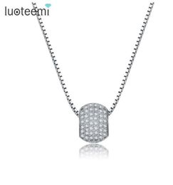 Pendant Necklaces LUOTEEMI Women Tops Fashion White GoldColor Scolar Vintage Full CZ Paved Spinner Ball Pendants Classic Jewelr4793950