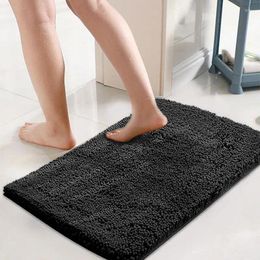 Bath Mats Bathroom Anti-skid Mat Suitable For Carpets Soft And Absorbent Microfiber Chenille Velvet Machine Washable