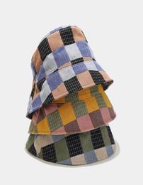 LDSLYJR Cotton Colourful Plaid Bucket Hat Fashion Joker Outdoor Travel Sun Cap For Women 386661064