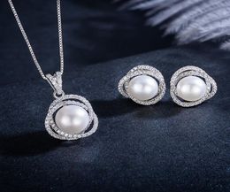 Delicate Pearl Pendant Stud Earrings Set 910mm Large Oblate Pearl Earring For Women Mom Anniversary Gift Jewelry Highgloss1267635