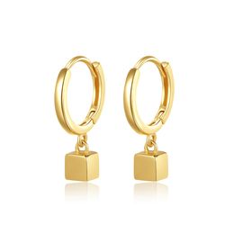 Earrings Jewelry European Plated 18k Gold S925 Silver Drop Earrings Fashion Women Square Dangle Ear Buckle Earrings Women Wedding Party Valentine's Day Gift SPC