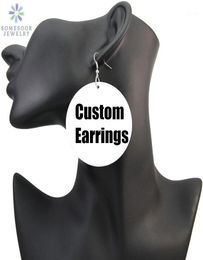 SOMESOOR Personalized Afro Wood Drop Earrings 6cm African Blacks Art Custom Printed Jewelry No MOQ For Black Women Gifts 1Pair16692020